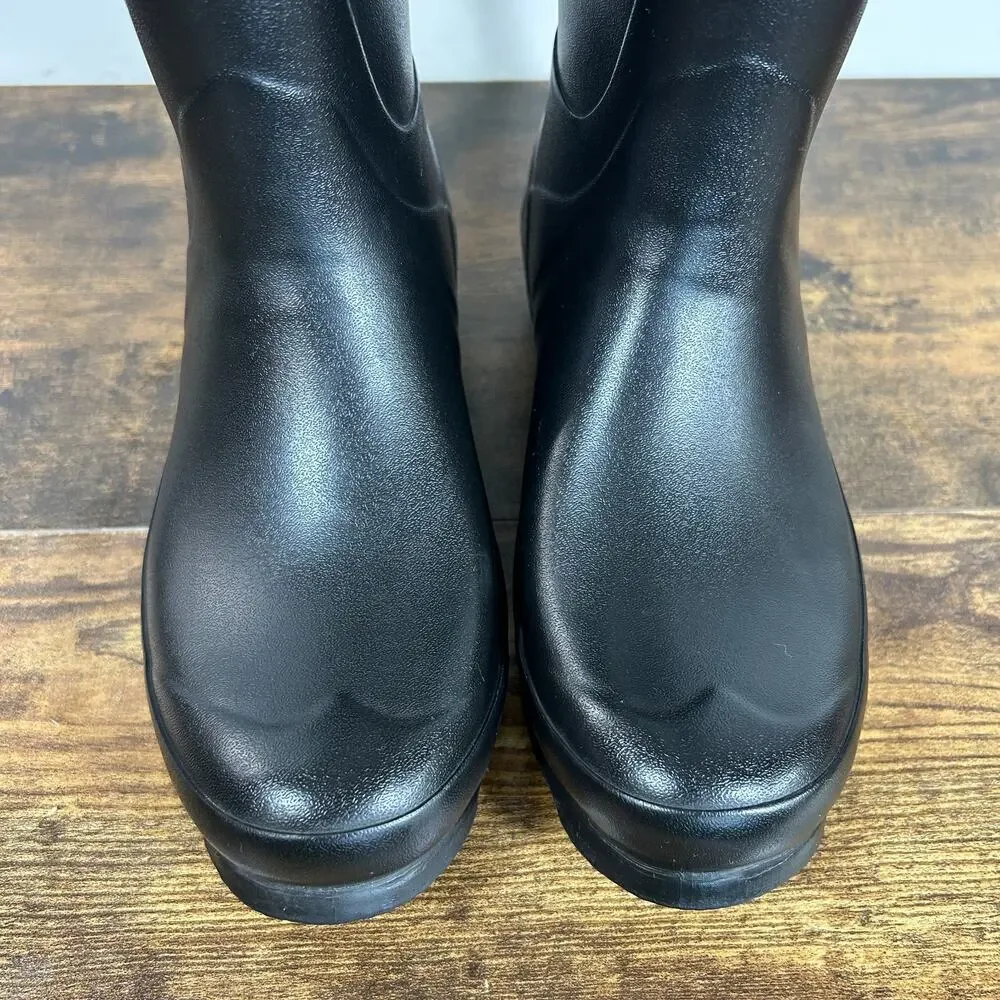 Hunter Norris Field Side Adjustable Women 8 Black Boots With Green Label